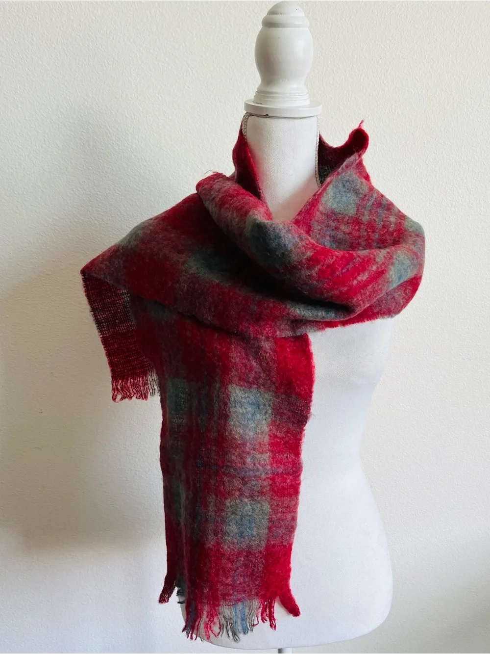 Red Plaid Scarf - Women's Accessory 10/64 inches